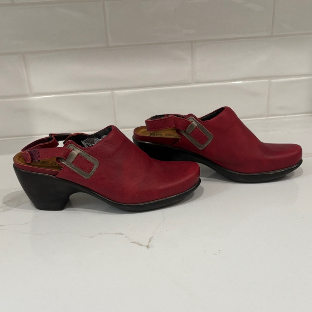 Naot Red Women's Mules with Black Heel